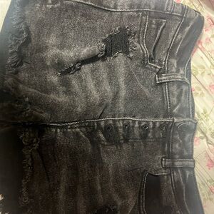 Indigo Rein Black Distressed Denim Shorts